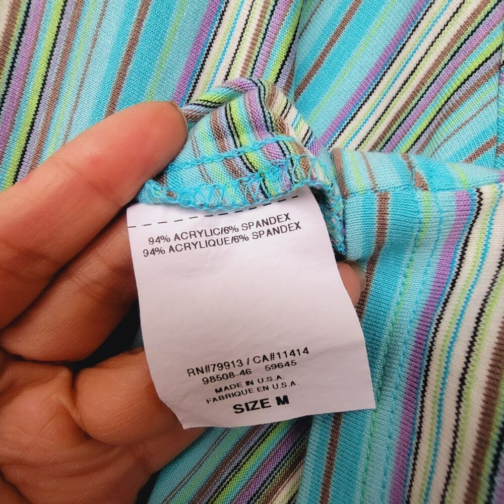 ⭐Motherhood Maternity Sz M striped Top Women's Maternity short sleeve Blue/Green - Picture 5 of 5